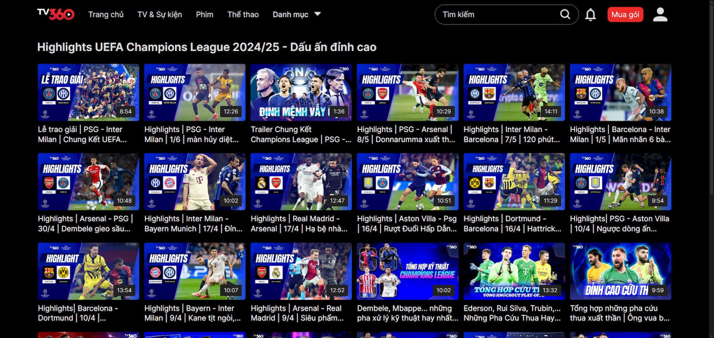 TV360 luôn nhanh chóng cập nhật đầy đủ các highlights đặc sắc của các trận đấu hấp dẫn