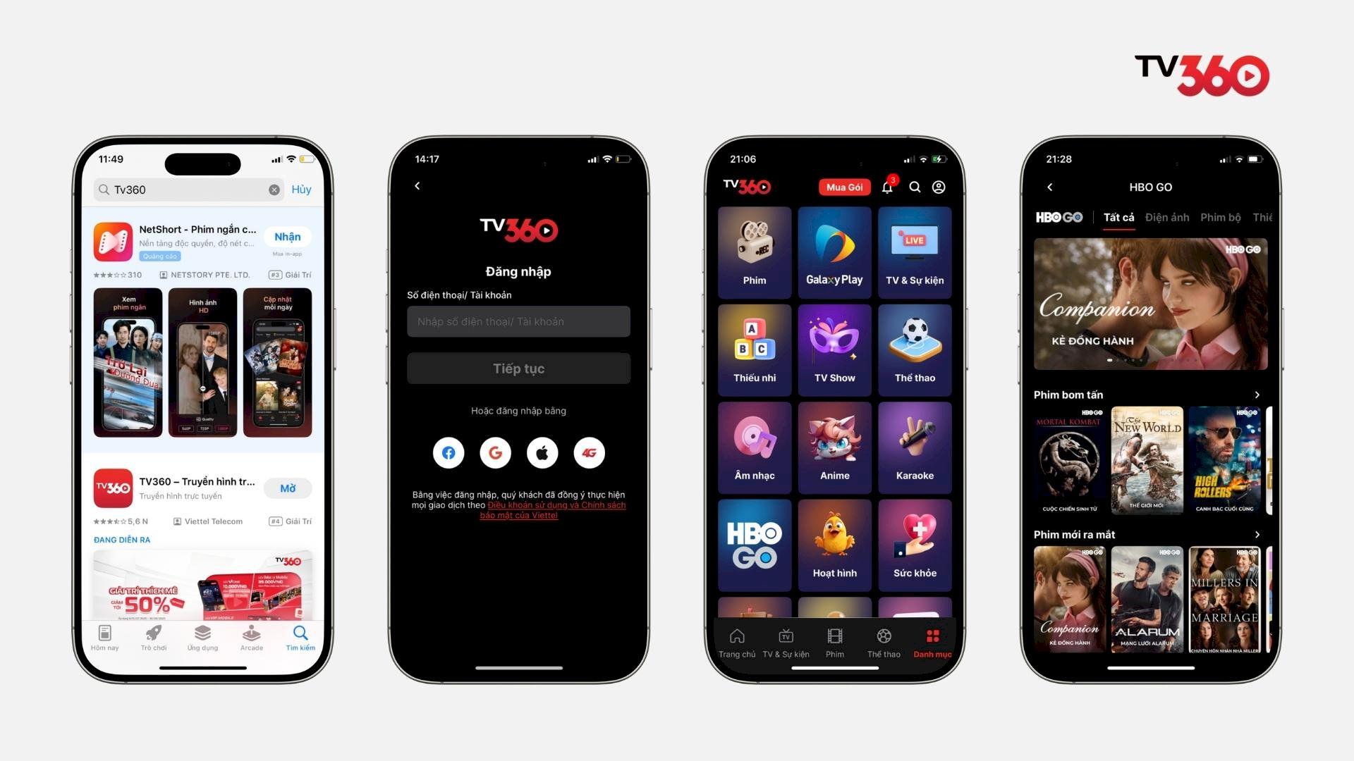 Xem kênh HBO trên TV360 bằng điện thoại cực kỳ đơn giản