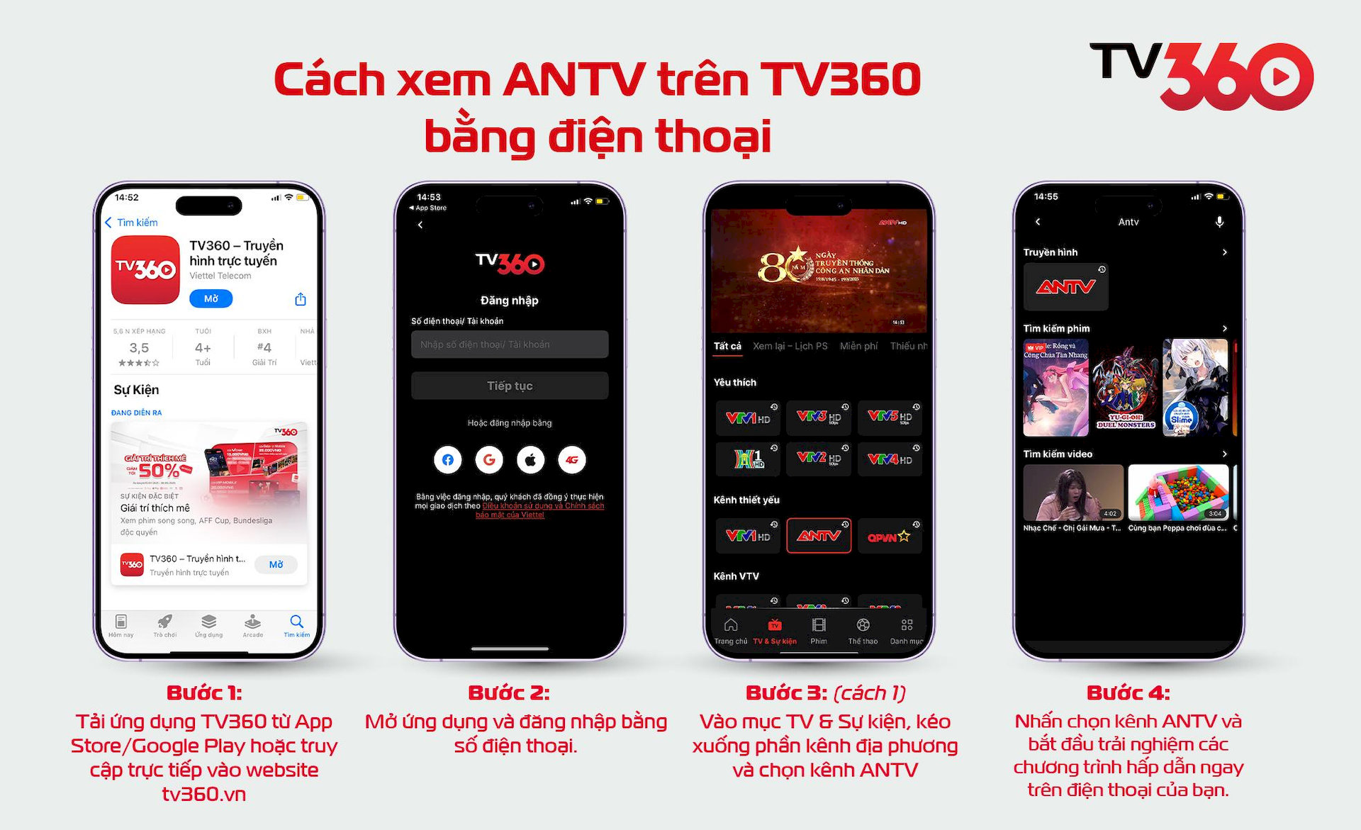 Cách xem ANTV trên TV360 bằng điện thoại