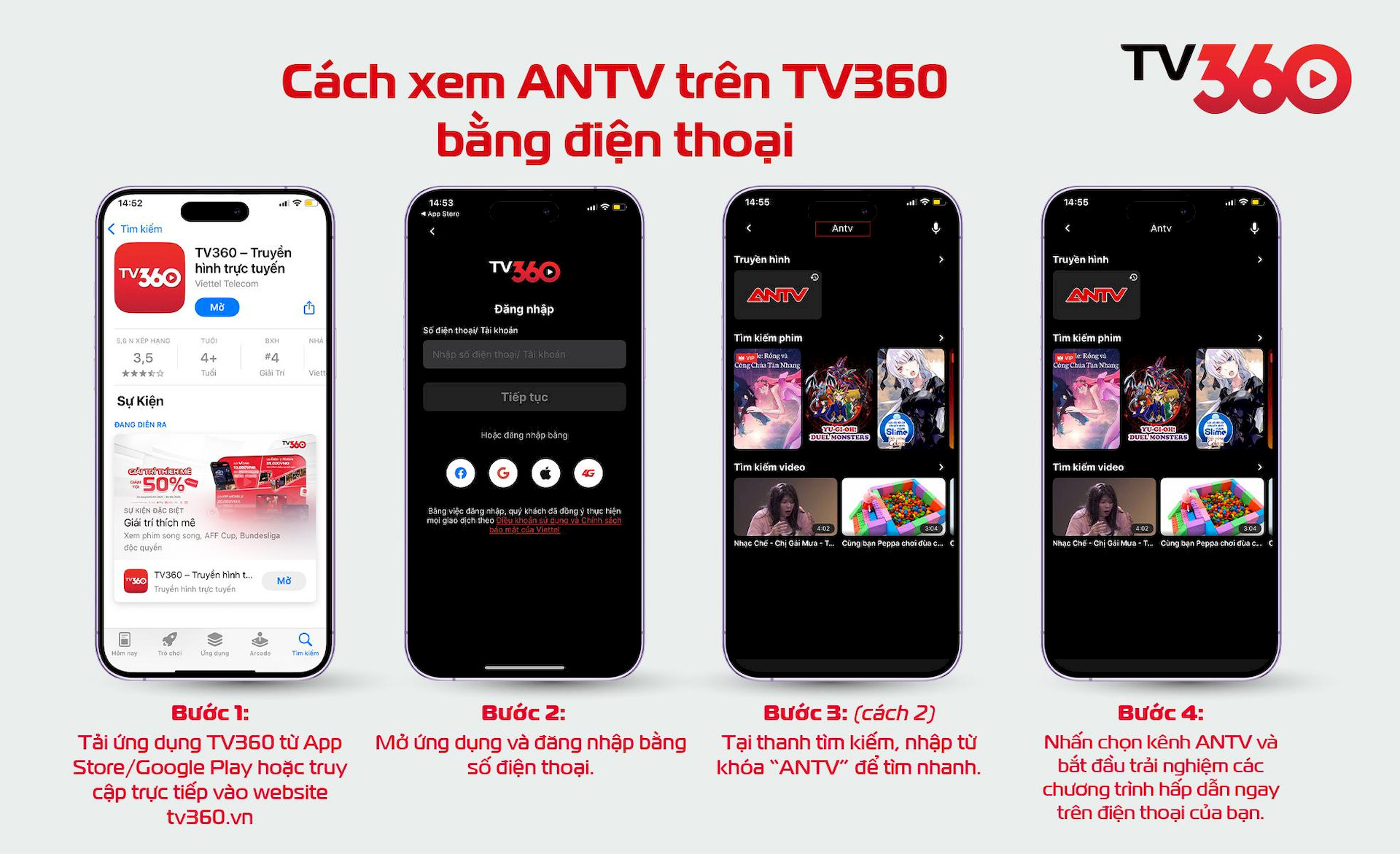 Cách xem ANTV trên TV360 bằng điện thoại