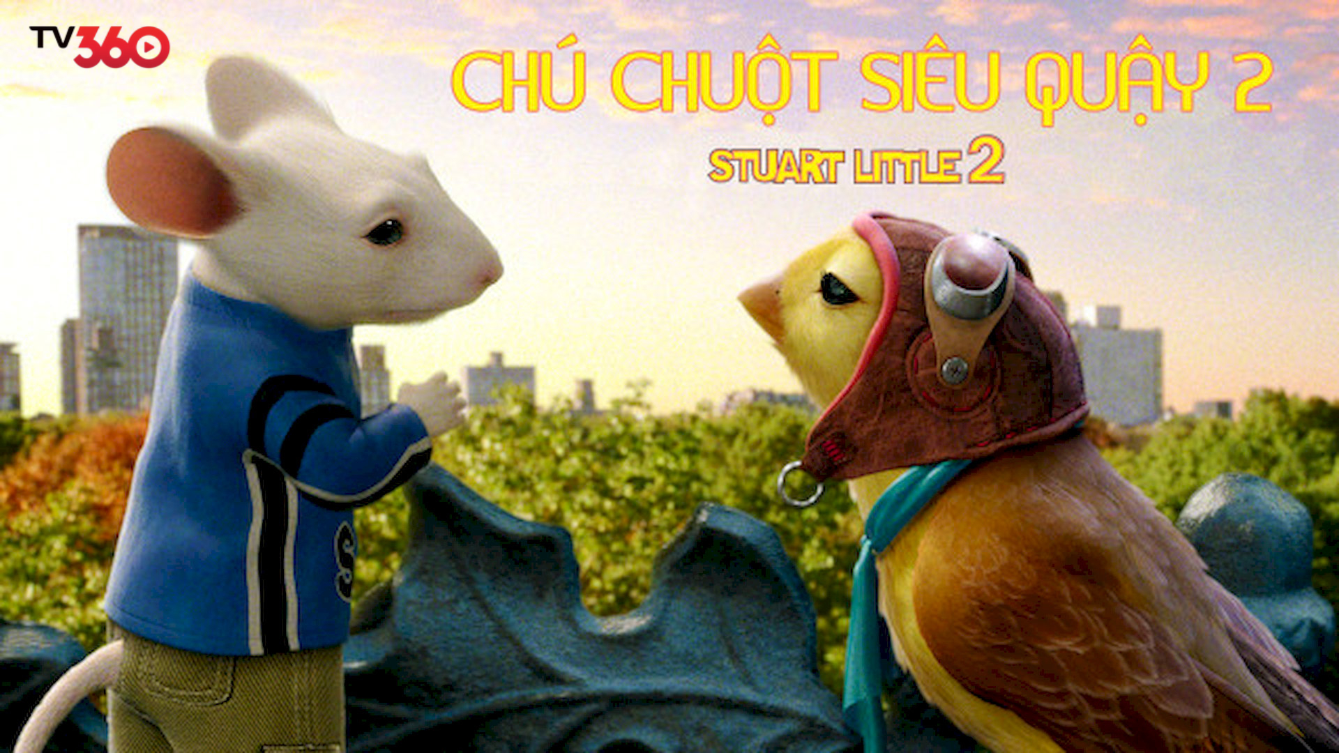 Stuart cùng mèo Snowbell liều mình giải cứu chim nhỏ Margalo khỏi móng vuốt chim ưng Falcon