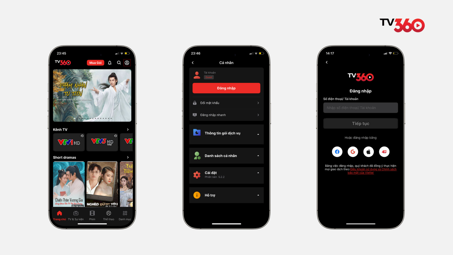 Bạn đăng nhập vào TV360 nhanh chóng với nhiều lựa chọn linh hoạt