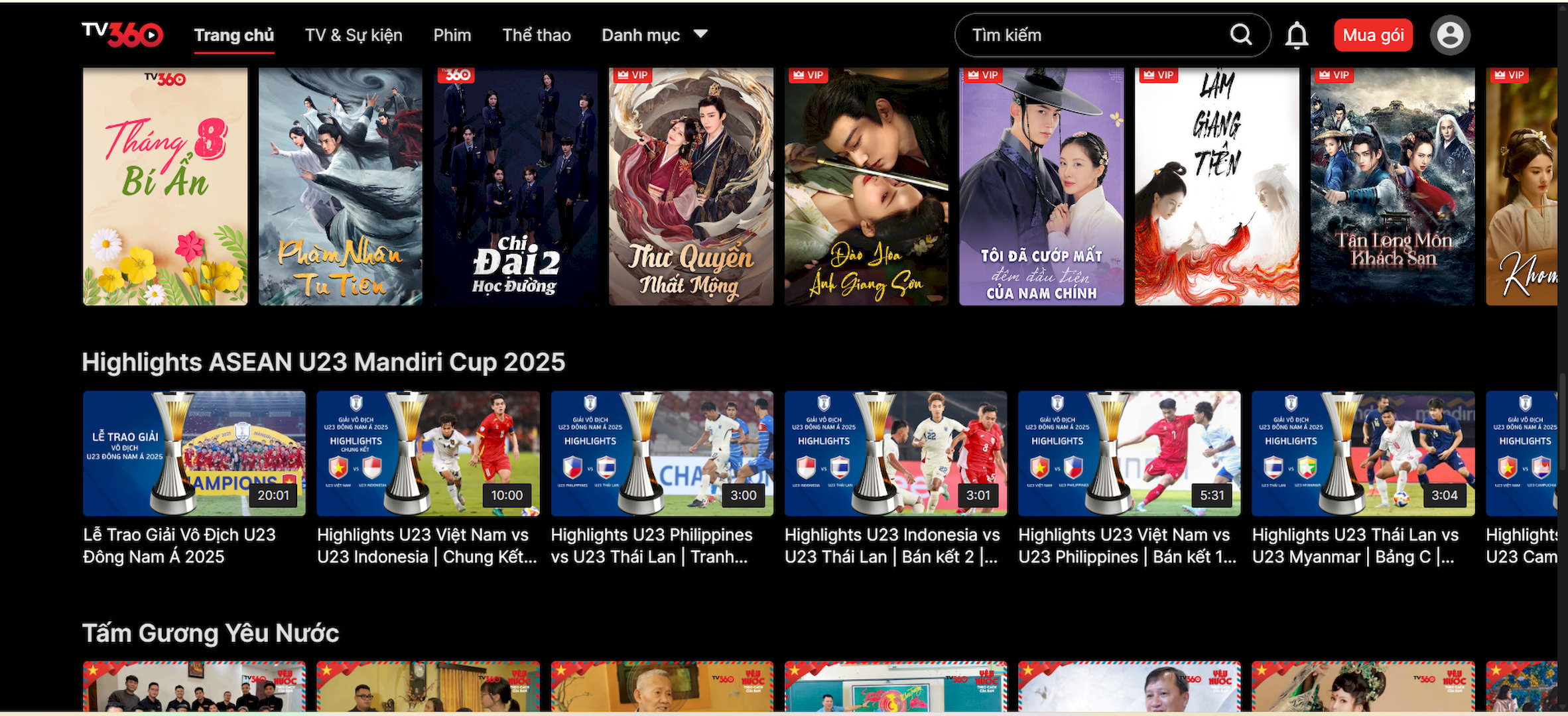 Giao diện trang chủ khi bạn truy cập vào website TV360