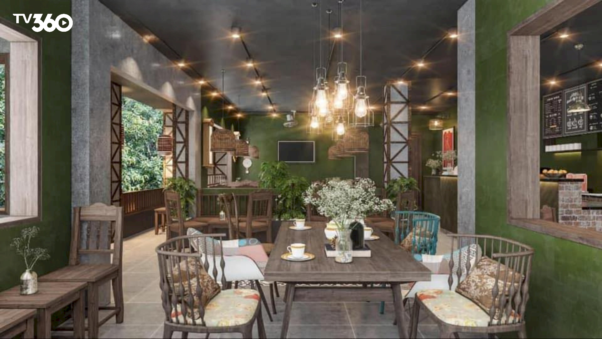 Phủi Cafe – không gian xanh mát, vừa trong nhà vừa vỉa hè, lý tưởng để thưởng thức bóng đá