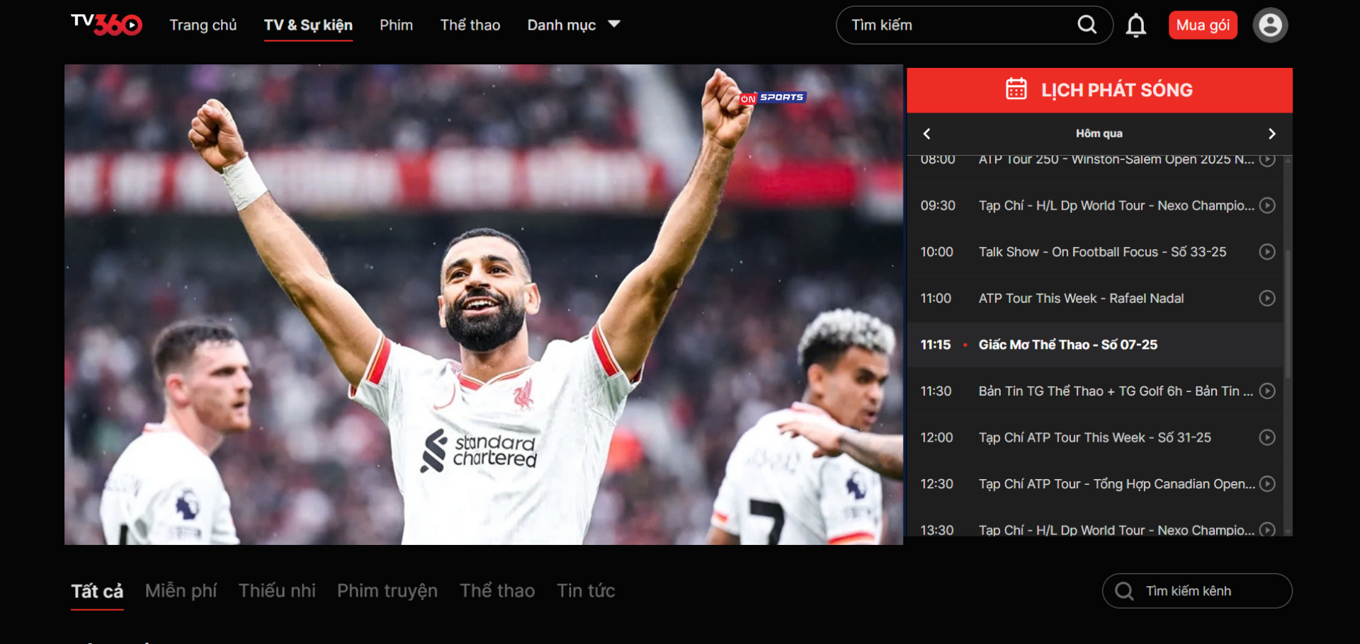 On Sports – kênh thể thao chuyên nghiệp của VTVcab, cập nhật liên tục Ngoại hạng Anh, Champions League và nhiều bản tin thể thao hấp dẫn
