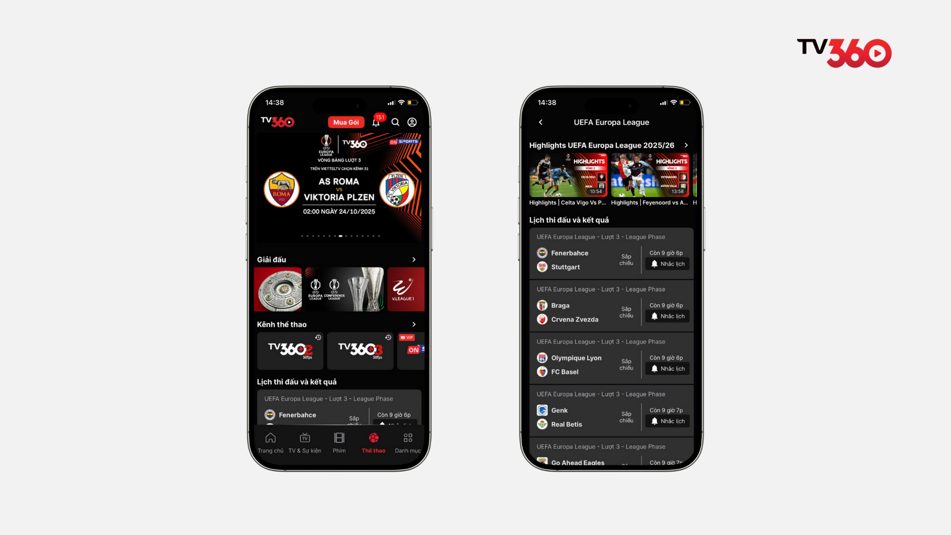 Bấm vào trận đấu muốn xem 