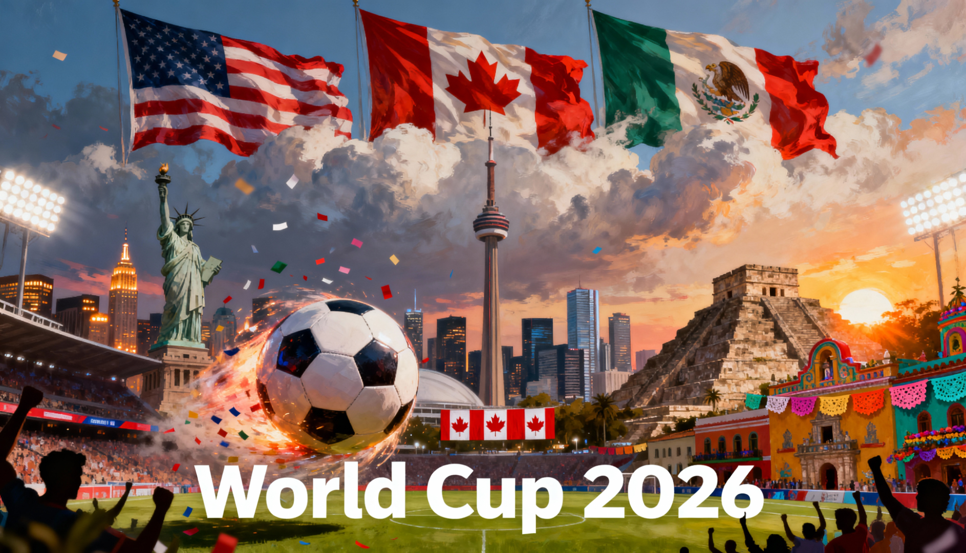 World Cup 2026 – lần đầu tiên trong lịch sử được đồng tổ chức bởi ba quốc gia: Mỹ, Canada và Mexico.