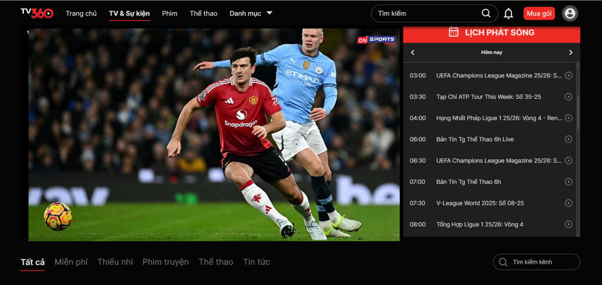 On Sports News – kênh tin tức thể thao VTVcab, cập nhật nhanh chuyển nhượng, kết quả và lịch thi đấu các giải lớn, theo dõi ngay trên TV360.