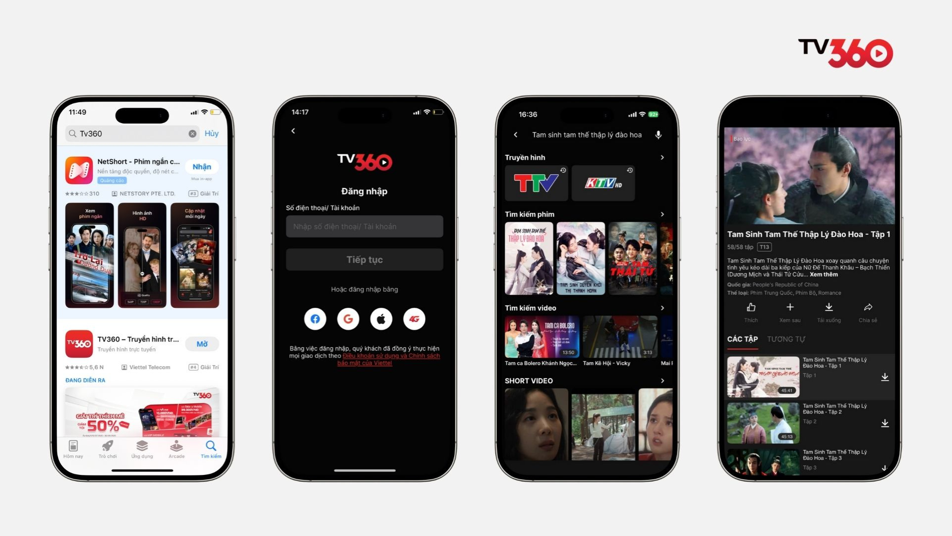 Cách xem Tam Sinh Tam Thế Thập Lý Đào Hoa Trên TV360