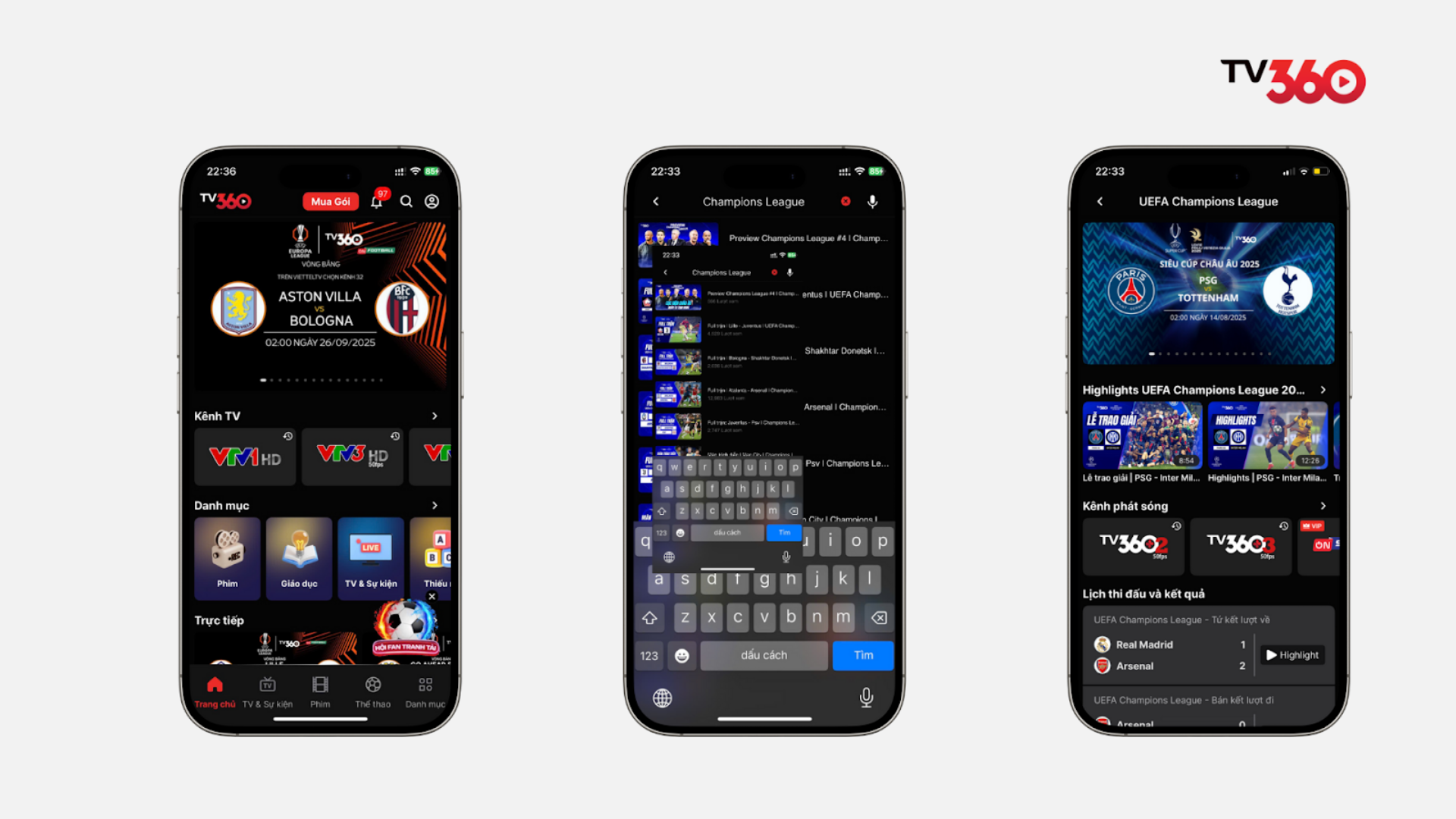 Bạn tìm kiếm nhanh các trận đấu C1 yêu thích tại thanh tìm kiếm 