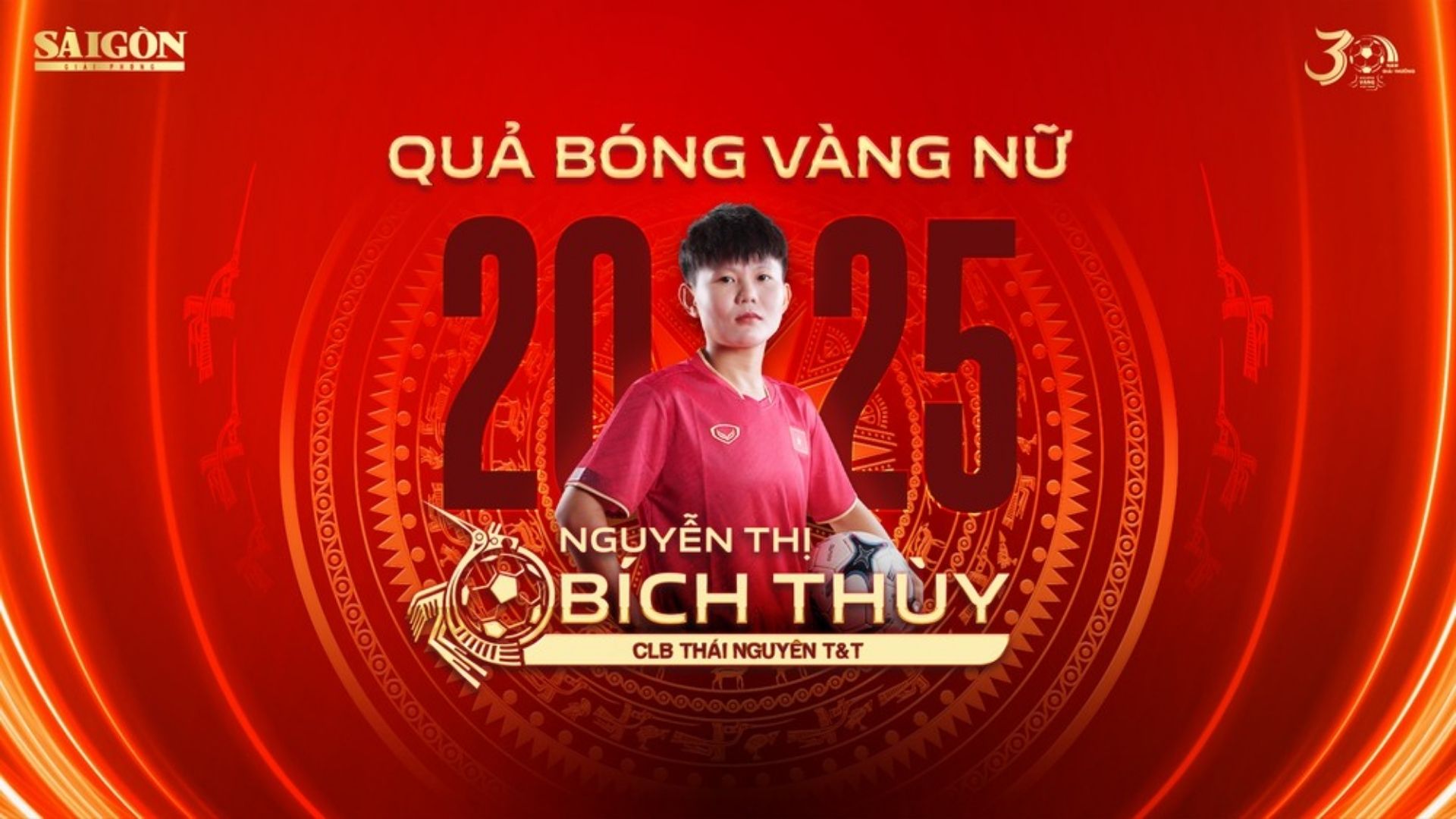 Nguyễn Thị Bích Thùy đạt giải Quả Bóng Vàng Nữ 2025