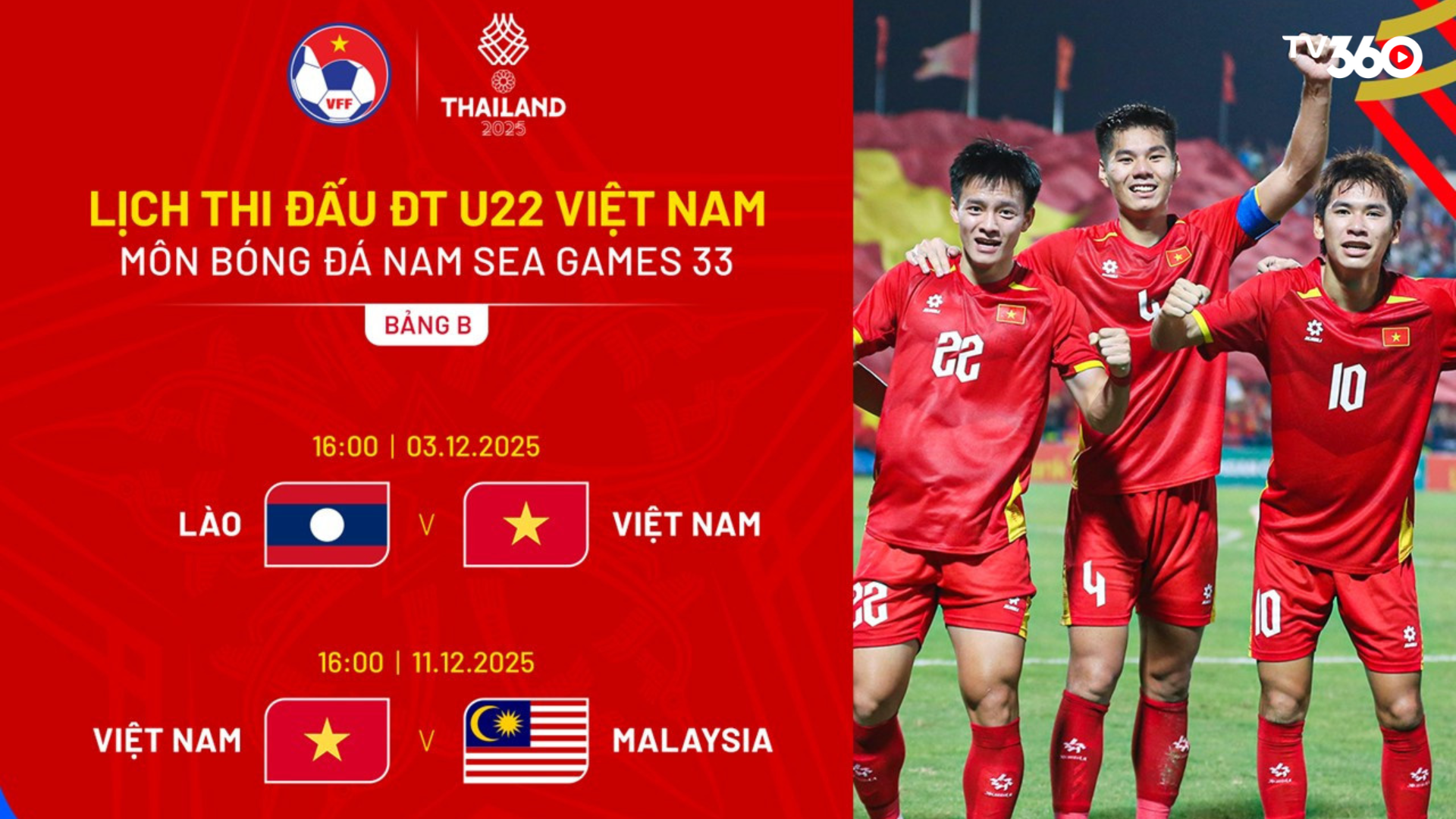 Lịch thi đấu Việt Nam môn bóng đá nam SEA Games 33