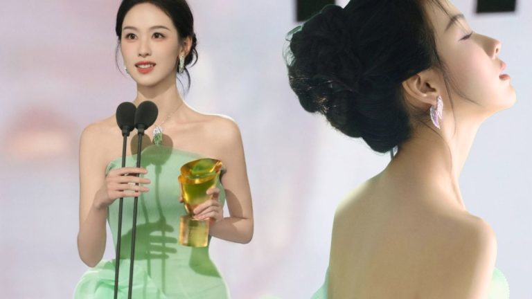 Vẻ đẹp rạng rỡ của Trần Đô Linh trong lúc nhận giải