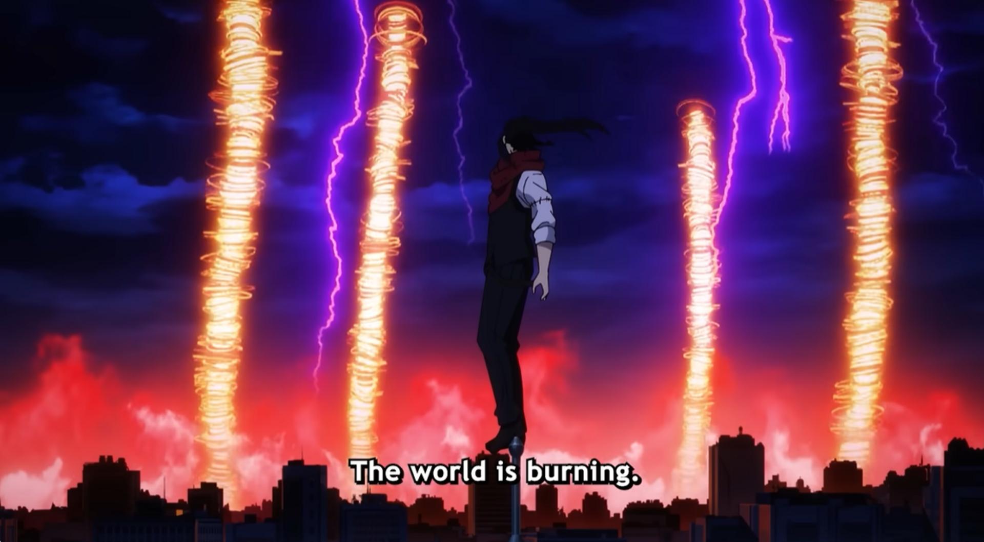 Shinra lao vút vào bầu trời rực lửa, để lại sau lưng nỗi sợ hãi và tiến về phía "Con Mắt" của sự hủy diệt.