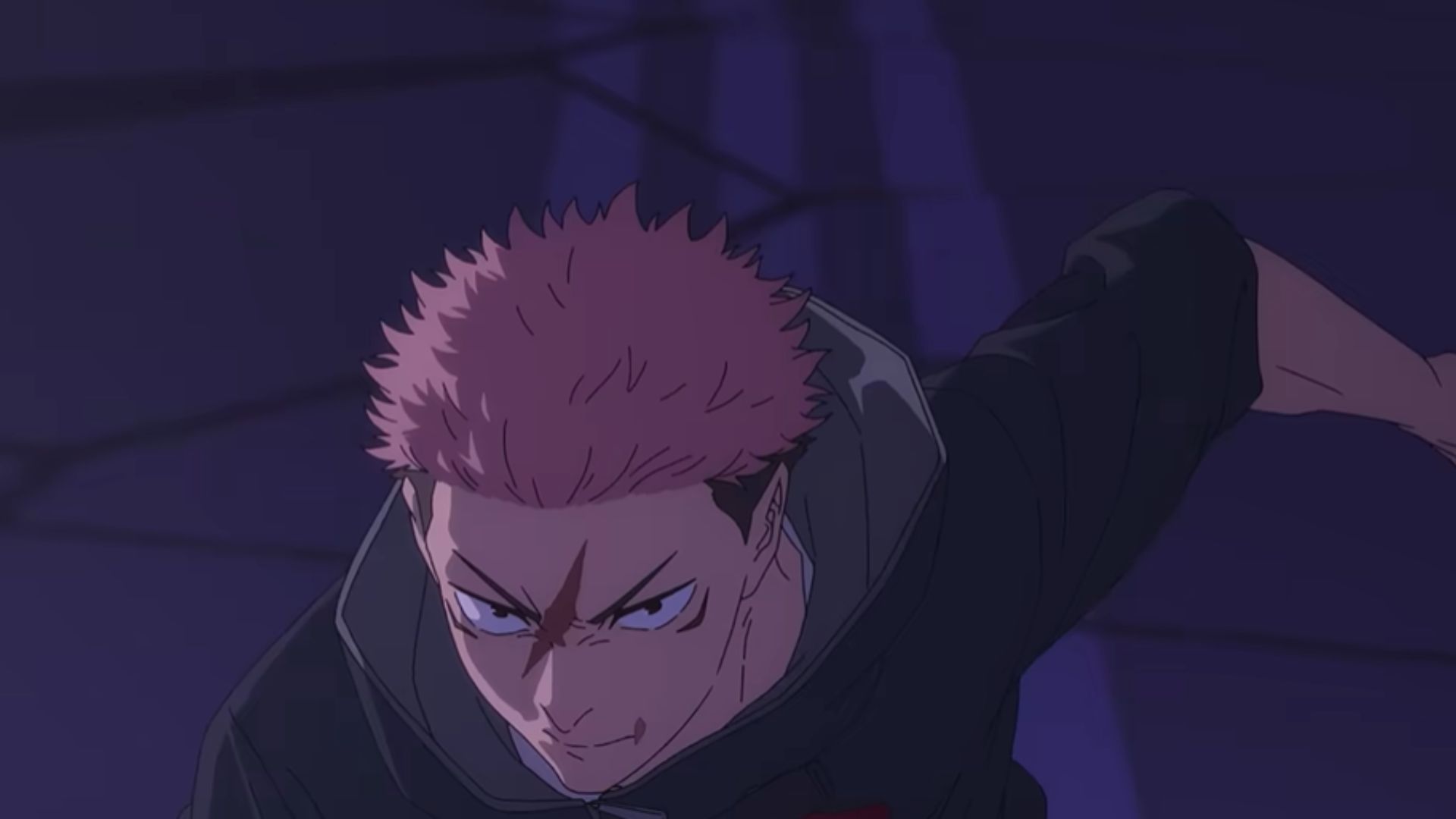 Yuta Okkotsu với ánh mắt lạnh lùng vung kiếm, dồn ép Yuji vào bước đường cùng giữa đống đổ nát của Shibuya.