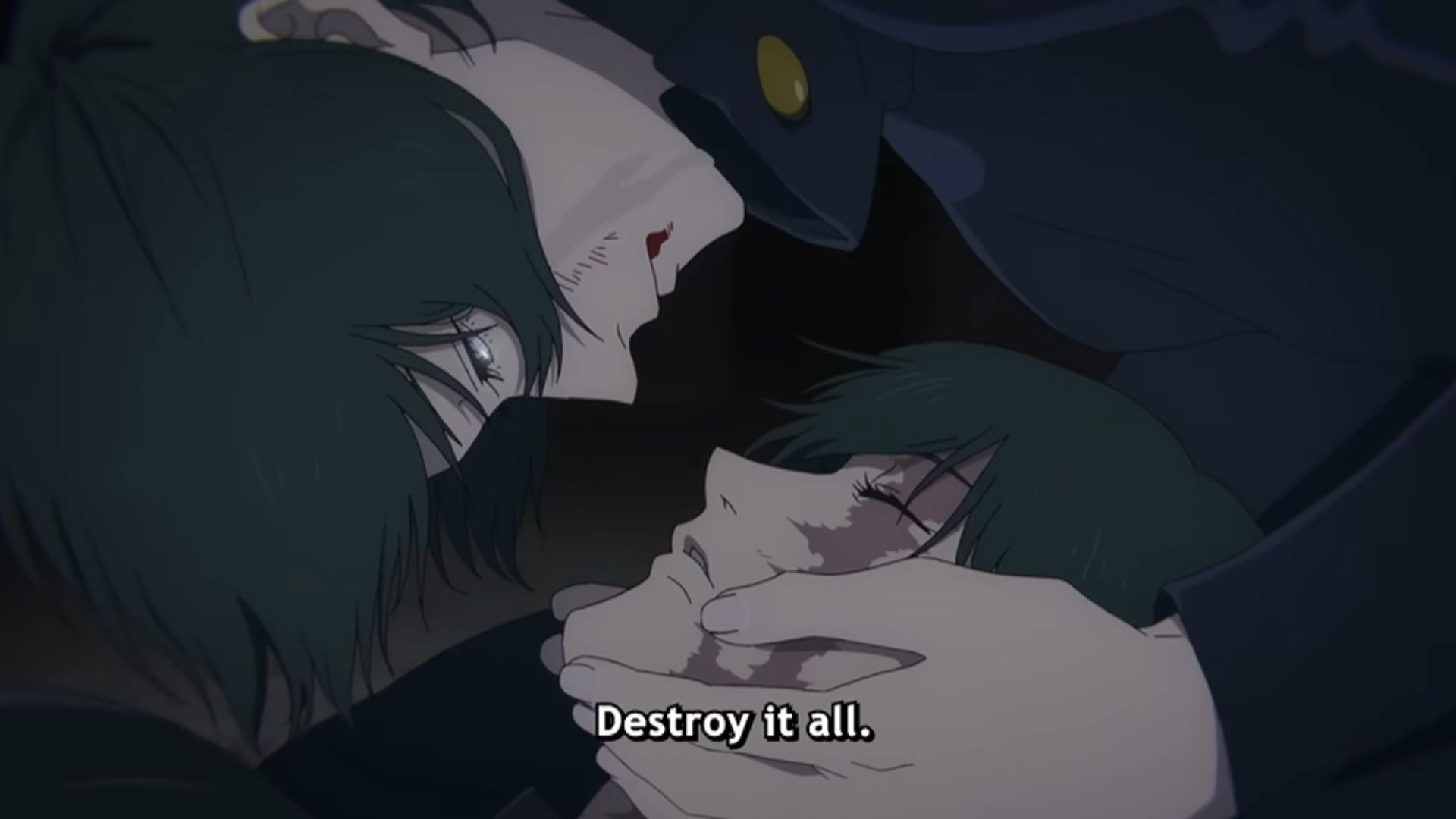 Yuta Okkotsu với ánh mắt lạnh lùng vung kiếm, dồn ép Yuji vào bước đường cùng giữa đống đổ nát của Shibuya.