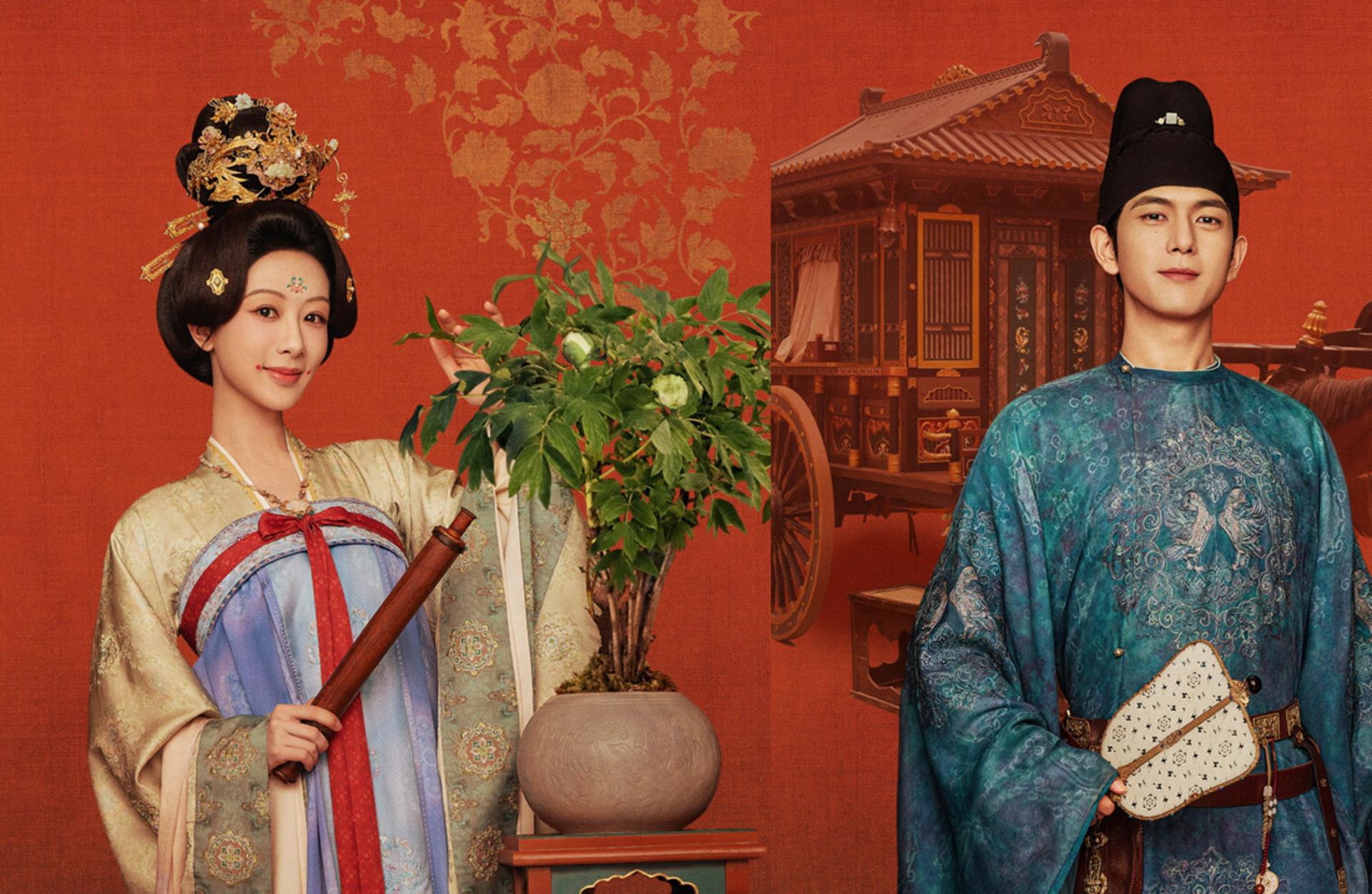 Vẻ đẹp mẫu đơn khoe sắc giữa Trường An qua bàn tay tài hoa của người thiếu nữ.