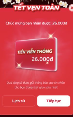 Quà tặng 26.000đ tiền di động